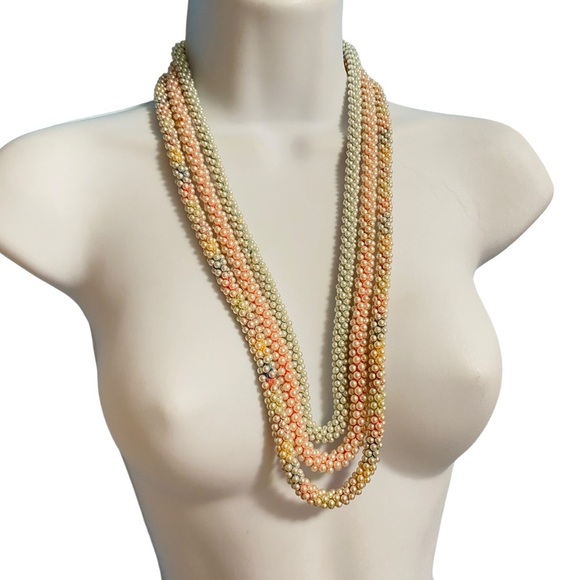 Vintage Crochet Beaded Necklace Set of 3 Kitchy Artisan Made - Picture 5 of 9